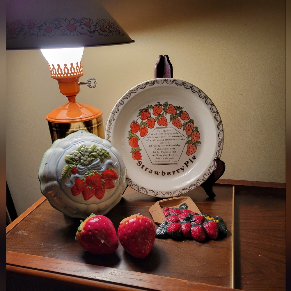 Strawberry themed vintage decor